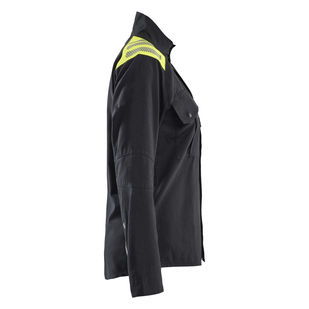 Blaklader 40721512 Ladies Inherent Flame Retardant Overshirt Black/Hi-Vis Yellow Right #colour_black-hi-vis-yellow