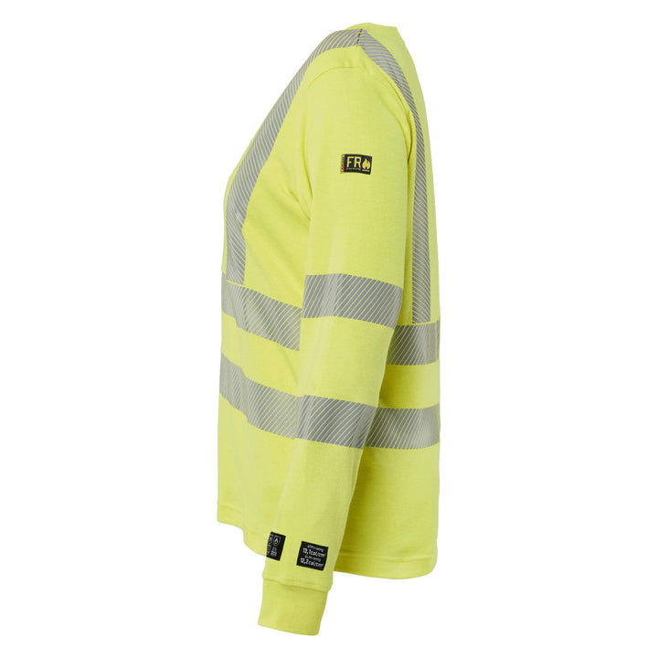 Blaklader 34691761 Ladies Long-Sleeve Hi-Vis Arc and Flame Retardant Multinorm T-Shirt Hi-Vis Yellow Left #colour_hi-vis-yellow