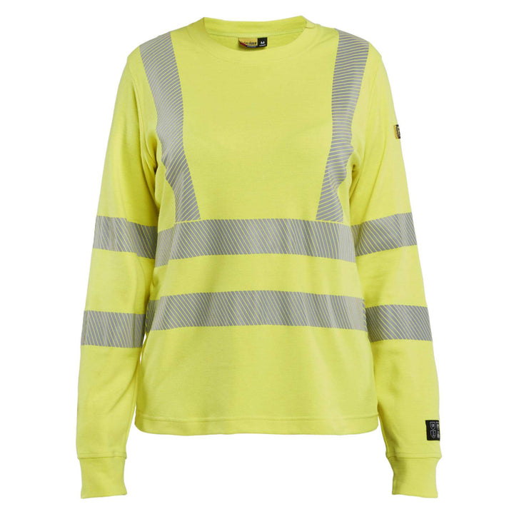 Blaklader 34691761 Ladies Long-Sleeve Hi-Vis Arc and Flame Retardant Multinorm T-Shirt Hi-Vis Yellow Main #colour_hi-vis-yellow