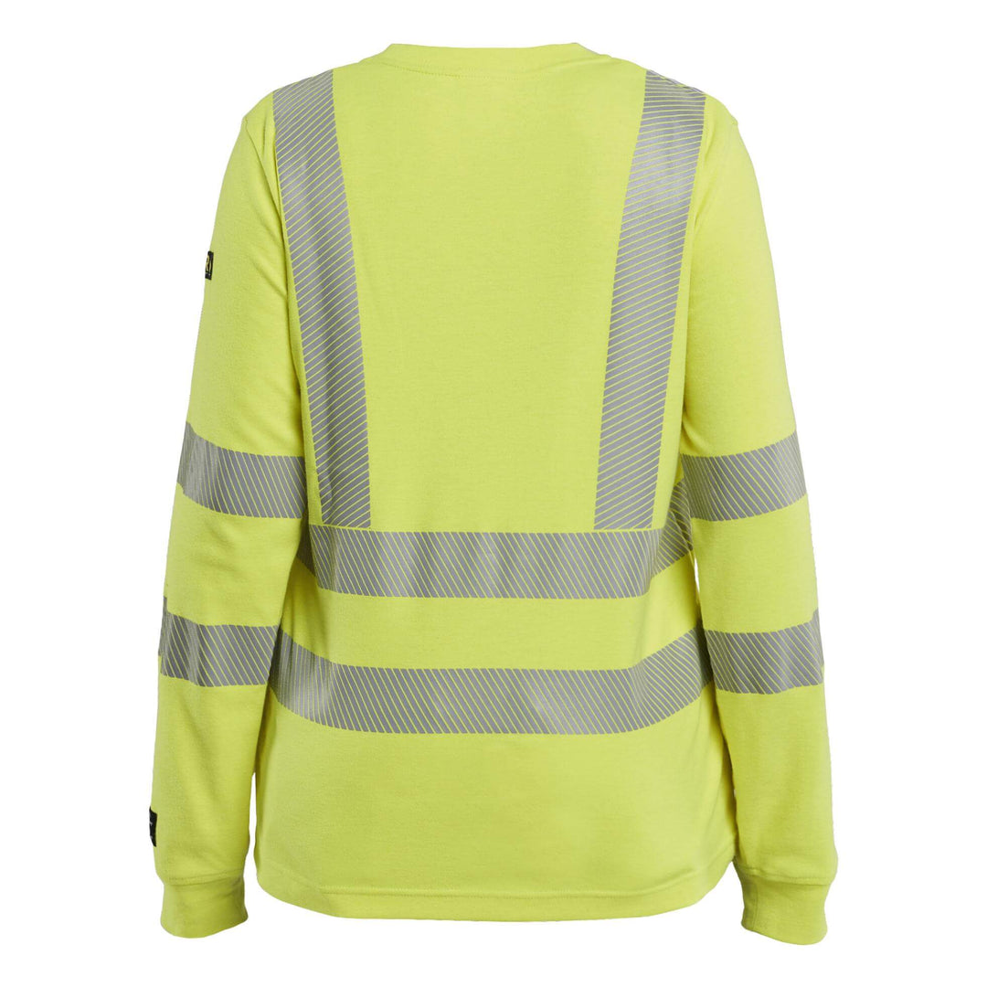 Blaklader 34691761 Ladies Long-Sleeve Hi-Vis Arc and Flame Retardant Multinorm T-Shirt Hi-Vis Yellow Rear #colour_hi-vis-yellow