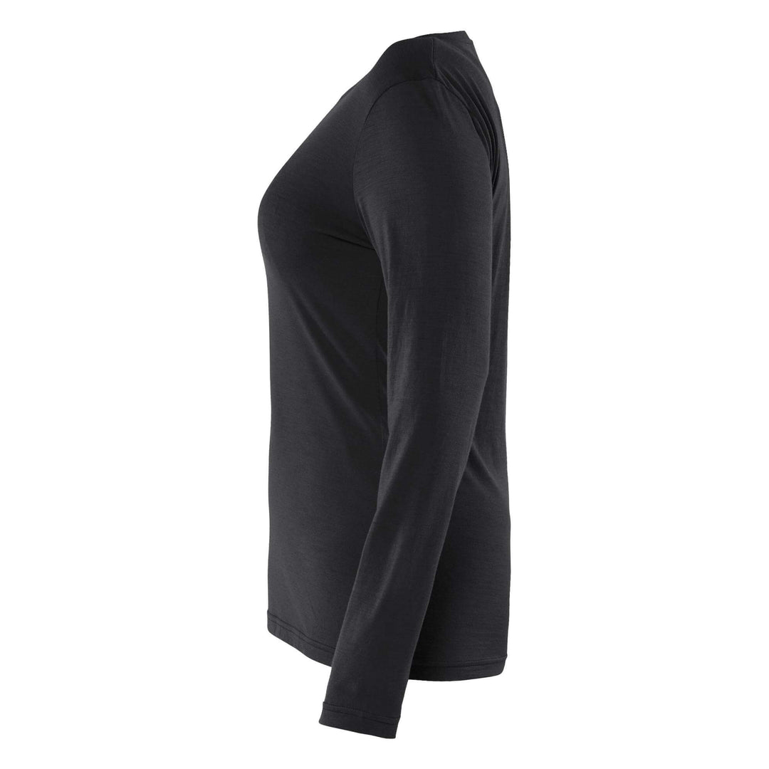 Blaklader 35391743 Ladies Long-sleeve Moisture-Wicking Odour Protective Merino Wool T-Shirt Black Left #colour_black