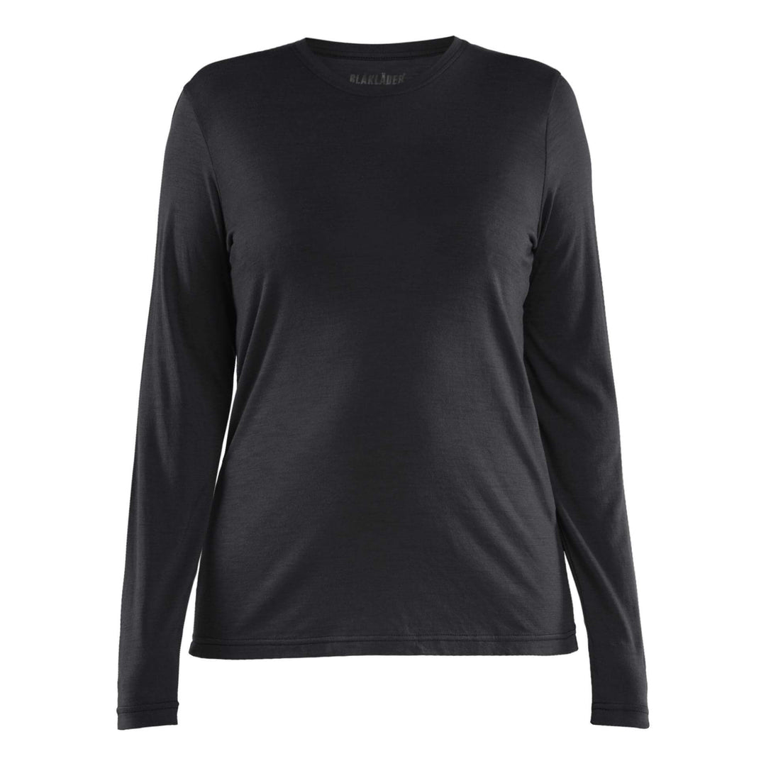 Blaklader 35391743 Ladies Long-sleeve Moisture-Wicking Odour Protective Merino Wool T-Shirt Black Main #colour_black