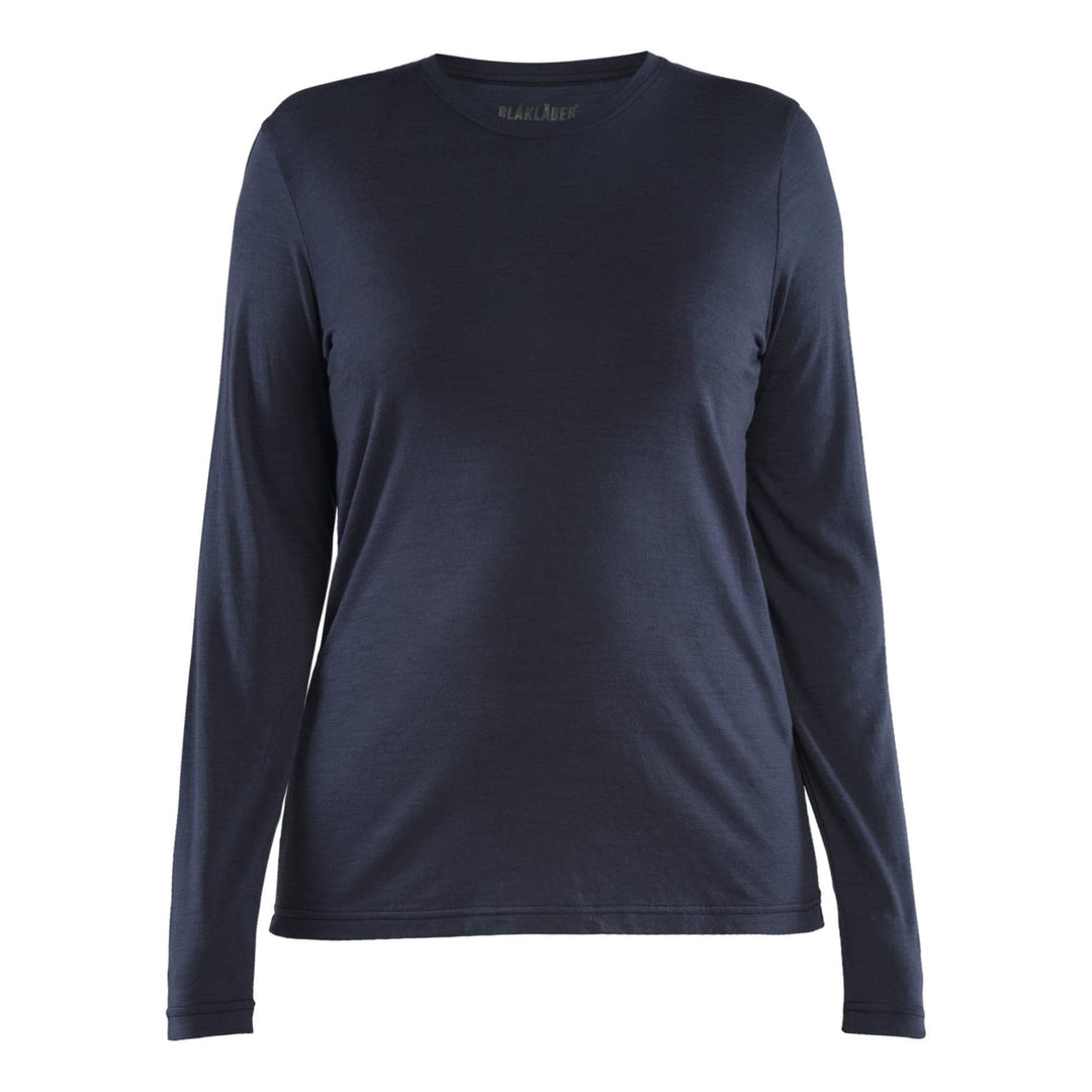Blaklader 35391743 Ladies Long-sleeve Moisture-Wicking Odour Protective Merino Wool T-Shirt Dark Navy Blue Main #colour_dark-navy-blue