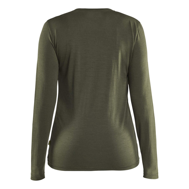 Blaklader 35391743 Ladies Long-sleeve Moisture-Wicking Odour Protective Merino Wool T-Shirt Forest Night Rear #colour_forest-night