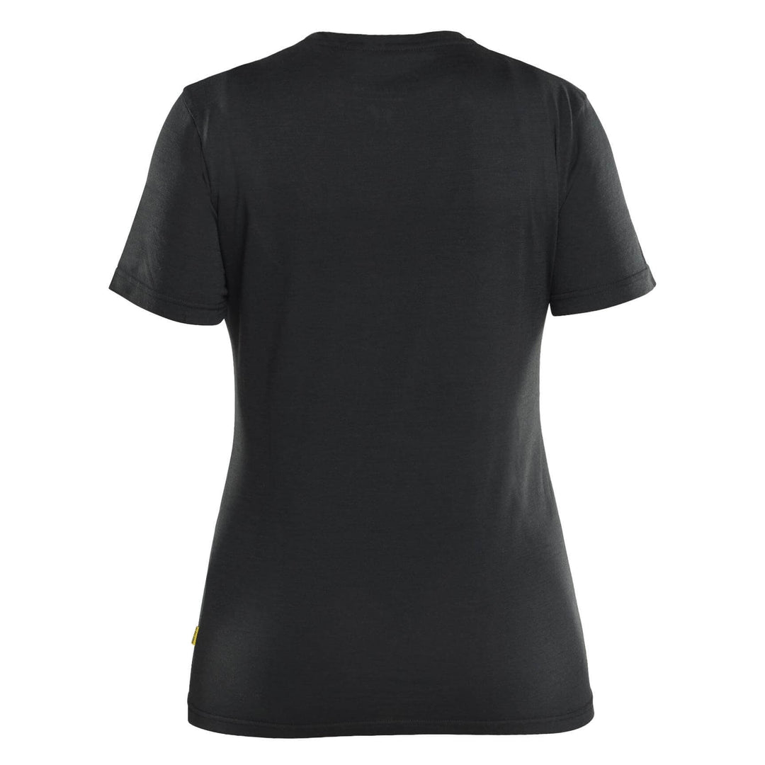 Blaklader 35371743 Ladies Moisture-Wicking Odour-Protective Merino Wool T-Shirt Black Rear #colour_black