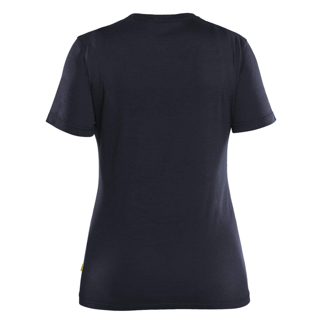 Blaklader 35371743 Ladies Moisture-Wicking Odour-Protective Merino Wool T-Shirt Dark Navy Blue Rear #colour_dark-navy-blue
