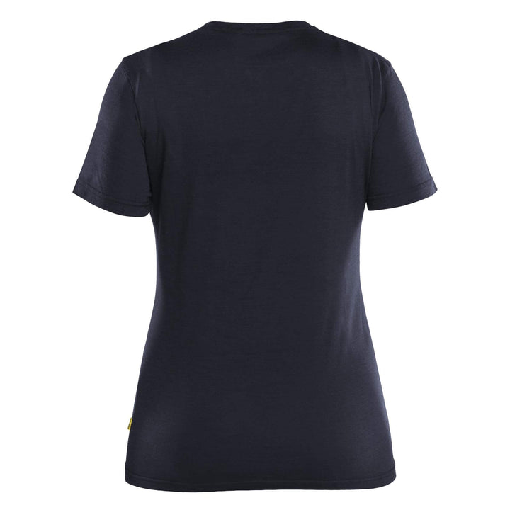 Blaklader 35371743 Ladies Moisture-Wicking Odour-Protective Merino Wool T-Shirt Dark Navy Blue Rear #colour_dark-navy-blue