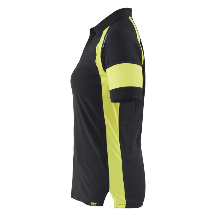 Blaklader 35291050 Ladies Polo Shirt with Hi-Vis Sections (non certified) Black/Hi-Vis Yellow Left #colour_black-hi-vis-yellow