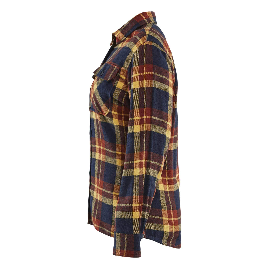Blaklader 32181168 Ladies Relaxed fit Cotton Flannel Shirt Burnt Red/Dark Navy Left #colour_burnt-red-dark-navy