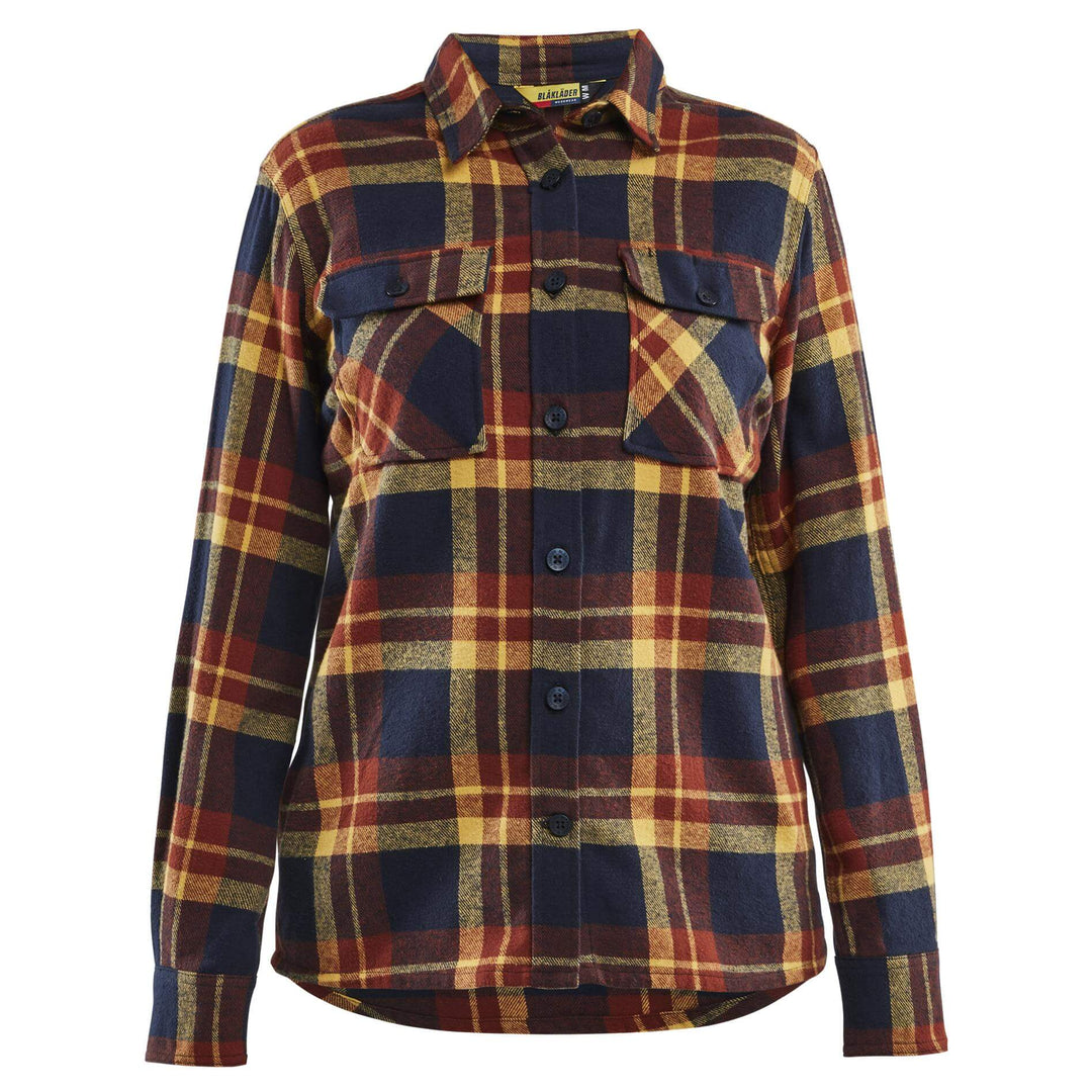 Blaklader 32181168 Ladies Relaxed fit Cotton Flannel Shirt Burnt Red/Dark Navy Main #colour_burnt-red-dark-navy