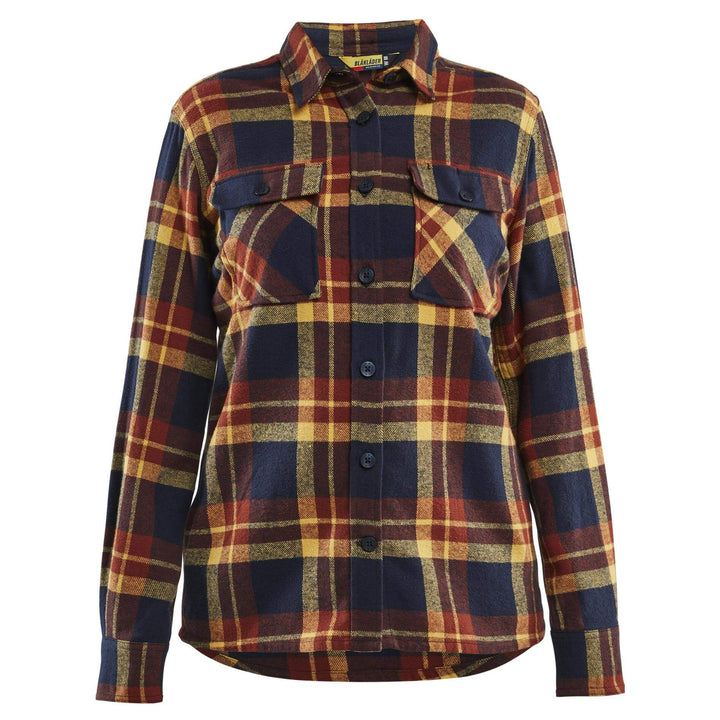 Blaklader 32181168 Ladies Relaxed fit Cotton Flannel Shirt Burnt Red/Dark Navy Main #colour_burnt-red-dark-navy