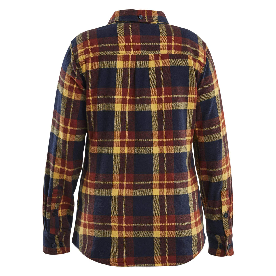 Blaklader 32181168 Ladies Relaxed fit Cotton Flannel Shirt Burnt Red/Dark Navy Rear #colour_burnt-red-dark-navy