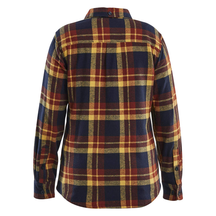 Blaklader 32181168 Ladies Relaxed fit Cotton Flannel Shirt Burnt Red/Dark Navy Rear #colour_burnt-red-dark-navy