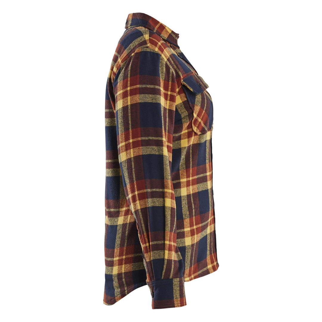 Blaklader 32181168 Ladies Relaxed fit Cotton Flannel Shirt Burnt Red/Dark Navy Right #colour_burnt-red-dark-navy