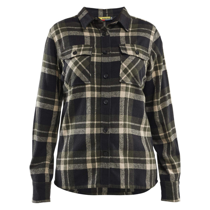 Blaklader 32181168 Ladies Relaxed fit Cotton Flannel Shirt Forest Night/Black Main #colour_zoom-grey-black