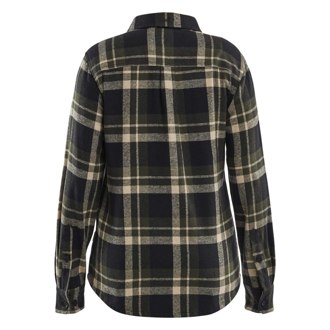 Blaklader 32181168 Ladies Relaxed fit Cotton Flannel Shirt Forest Night/Black Rear #colour_zoom-grey-black