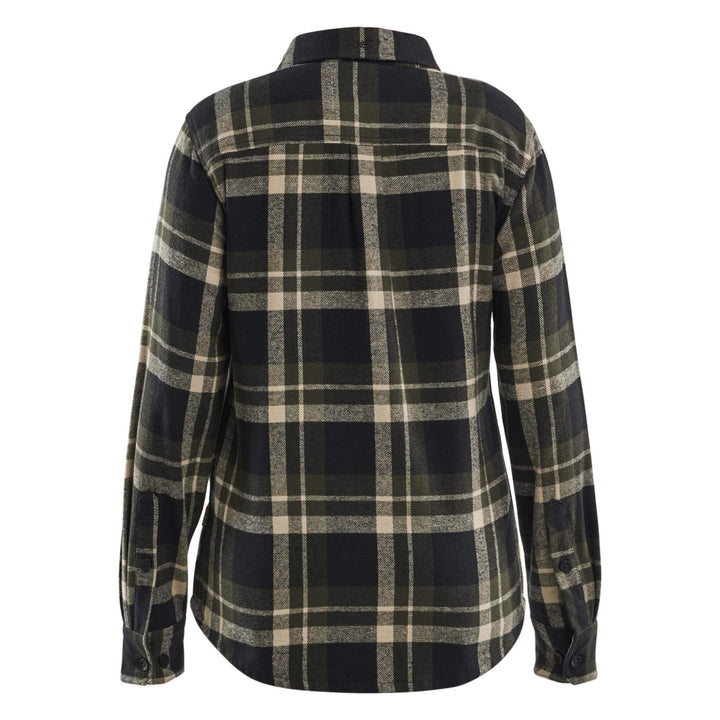 Blaklader 32181168 Ladies Relaxed fit Cotton Flannel Shirt Forest Night/Black Rear #colour_zoom-grey-black
