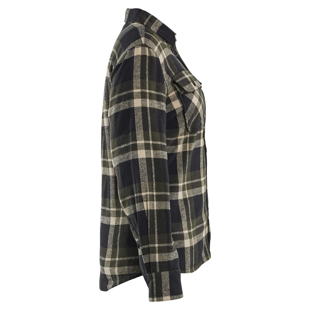 Blaklader 32181168 Ladies Relaxed fit Cotton Flannel Shirt Forest Night/Black Right #colour_zoom-grey-black