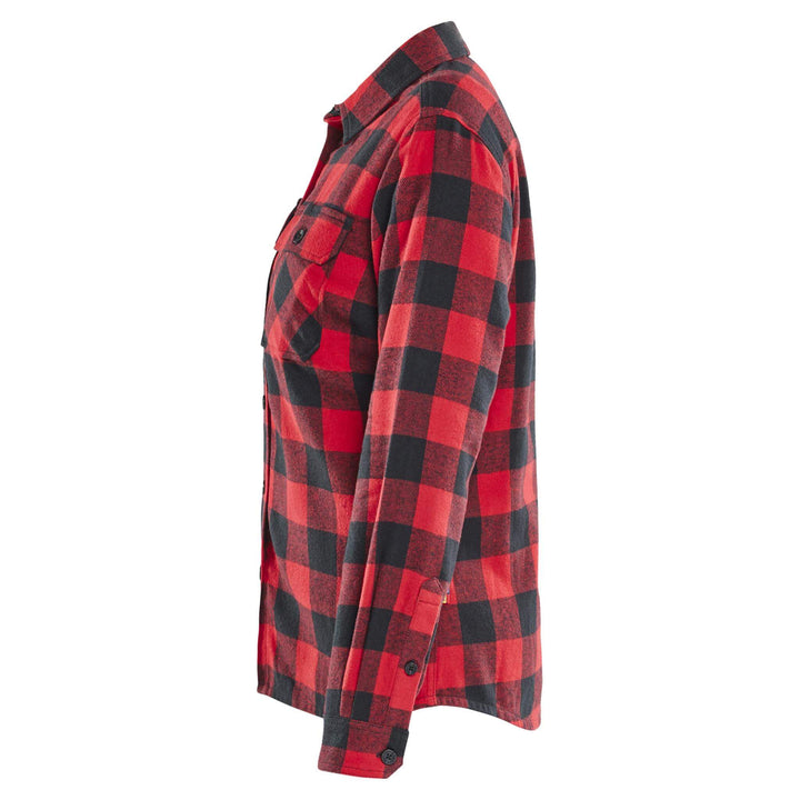 Blaklader 32181168 Ladies Relaxed fit Cotton Flannel Shirt Red/Black Left #colour_red-black