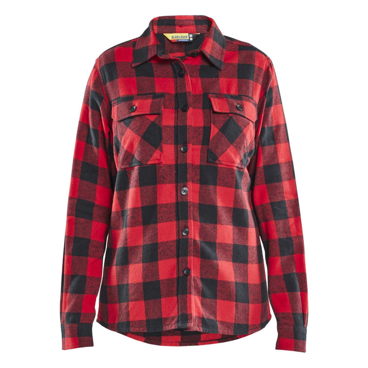 Blaklader 32181168 Ladies Relaxed fit Cotton Flannel Shirt Red/Black Main #colour_red-black