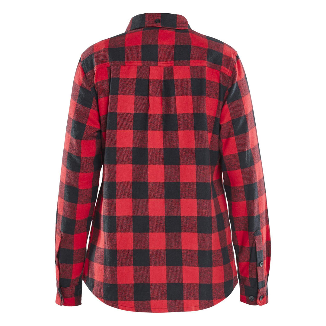 Blaklader 32181168 Ladies Relaxed fit Cotton Flannel Shirt Red/Black Rear #colour_red-black