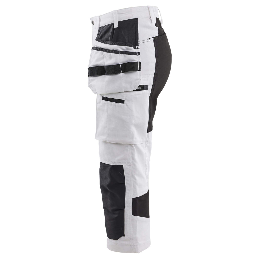 Blaklader 71091310 Ladies Stretch Painters Pirate Trousers White/Black Left #colour_white-black