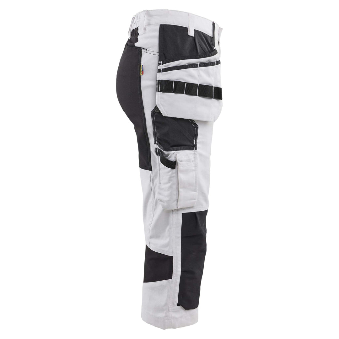 Blaklader 71091310 Ladies Stretch Painters Pirate Trousers White/Black Right #colour_white-black