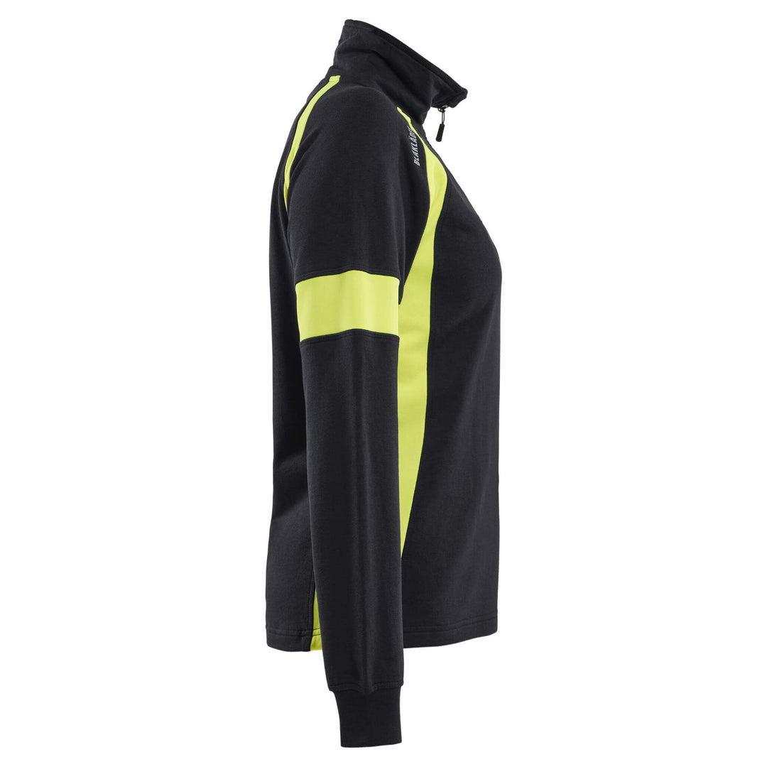 Blaklader 35661158 Ladies Sweatshirt with Hi-Vis Sections (non certified) Black/Hi-Vis Yellow Right #colour_black-hi-vis-yellow