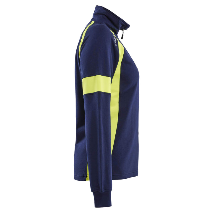 Blaklader 35661158 Ladies Sweatshirt with Hi-Vis Sections (non certified) Navy Blue/Hi-Vis Yellow Right #colour_navy-blue-hi-vis-yellow