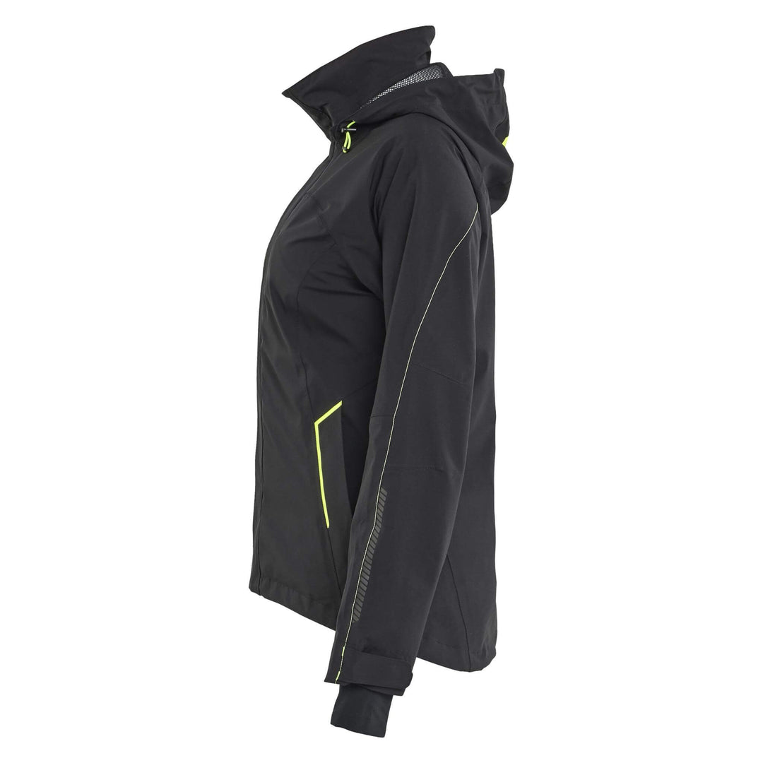 Blaklader 44031917 Ladies Waterproof Stretch Shell Jacket Black/Hi-Vis Yellow Left #colour_black-hi-vis-yellow