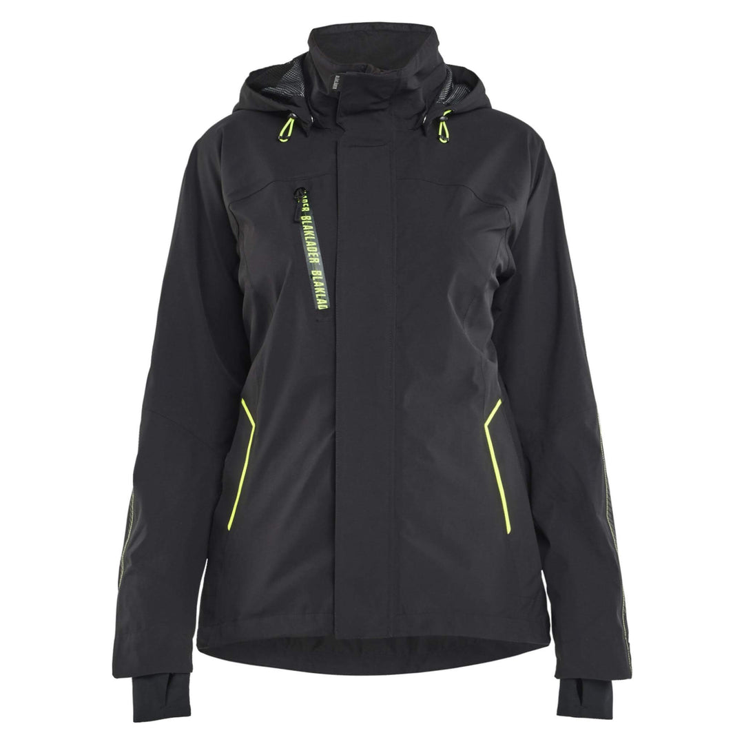 Blaklader 44031917 Ladies Waterproof Stretch Shell Jacket Black/Hi-Vis Yellow Main #colour_black-hi-vis-yellow