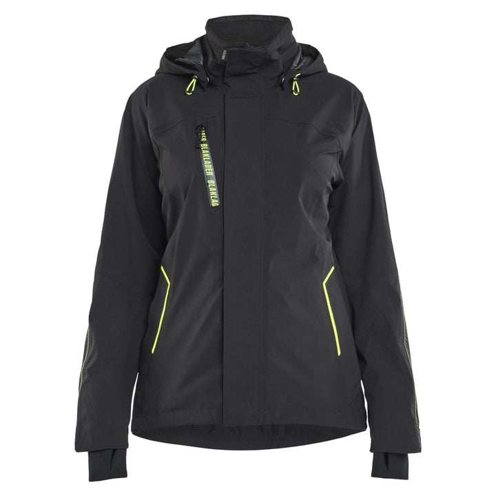 Blaklader 44031917 Ladies Waterproof Stretch Shell Jacket Black/Hi-Vis Yellow Main #colour_black-hi-vis-yellow