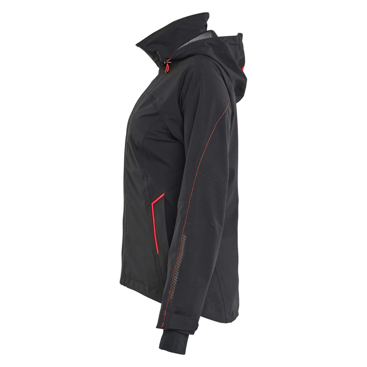 Blaklader 44031917 Ladies Waterproof Stretch Shell Jacket Black/Red Left #colour_black-red