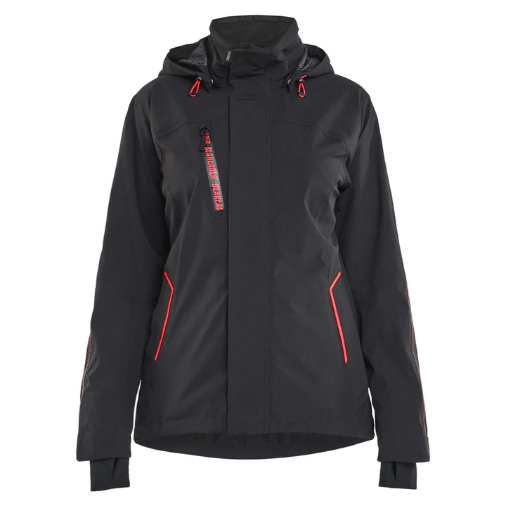 Blaklader 44031917 Ladies Waterproof Stretch Shell Jacket Black/Red Main #colour_black-red