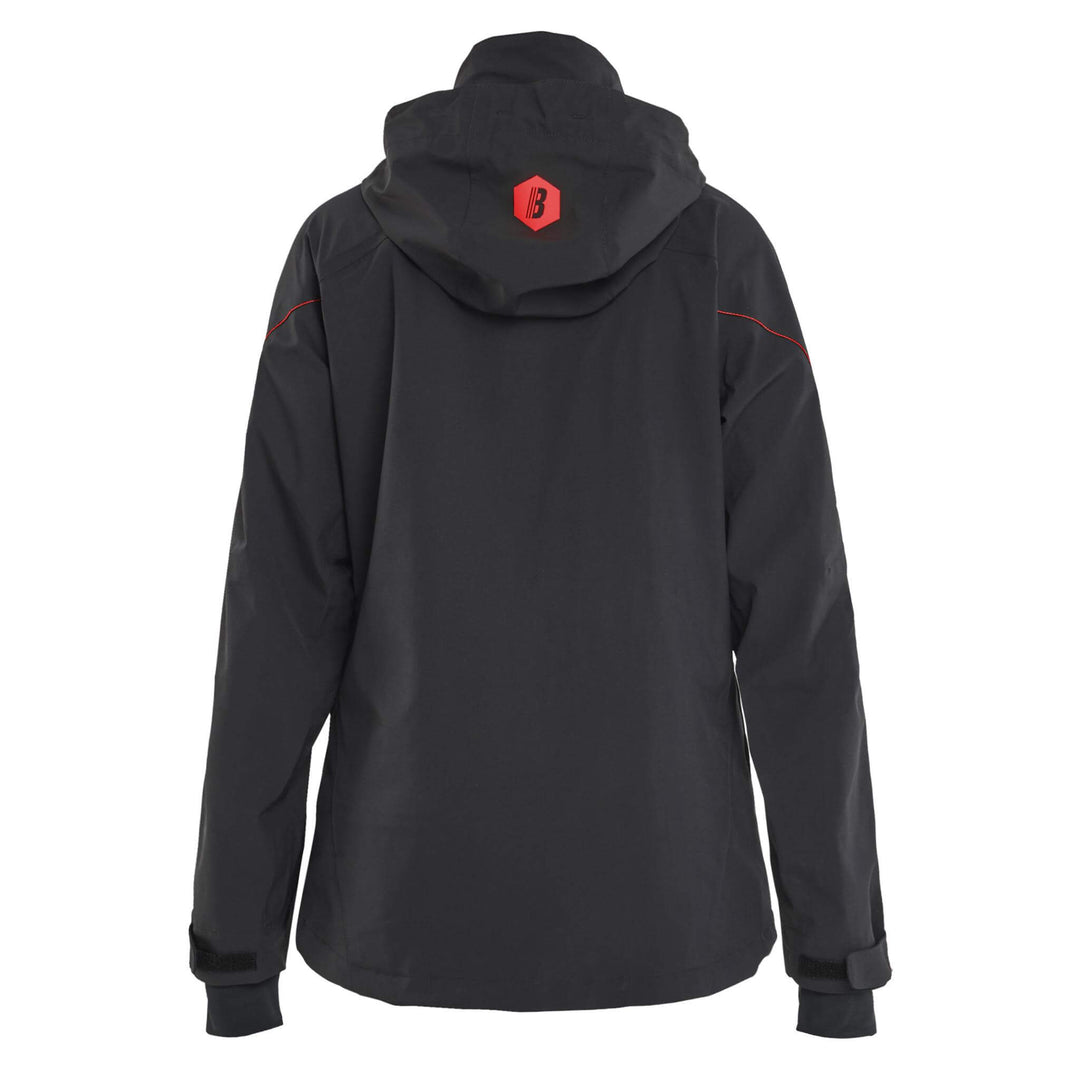 Blaklader 44031917 Ladies Waterproof Stretch Shell Jacket Black/Red Rear #colour_black-red
