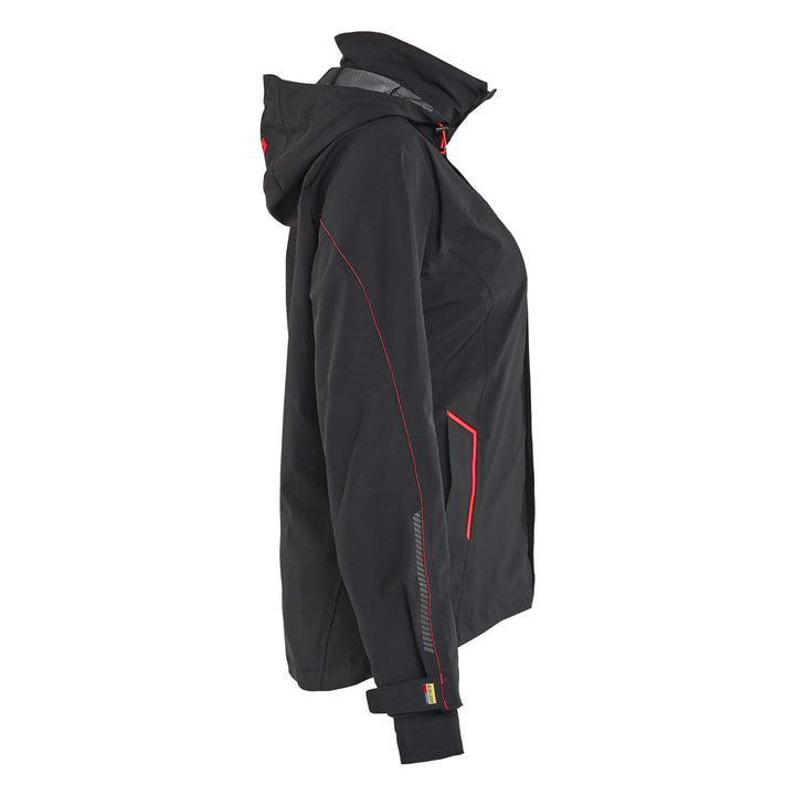 Blaklader 44031917 Ladies Waterproof Stretch Shell Jacket Black/Red Right #colour_black-red