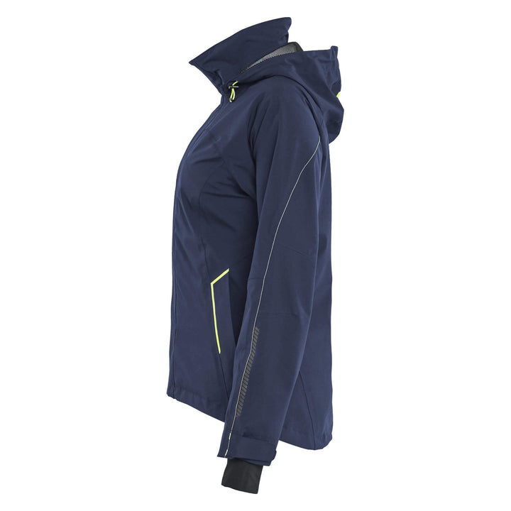 Blaklader 44031917 Ladies Waterproof Stretch Shell Jacket Dark Navy Blue/Hi-Vis Yellow Left #colour_dark-navy-blue-hi-vis-yellow