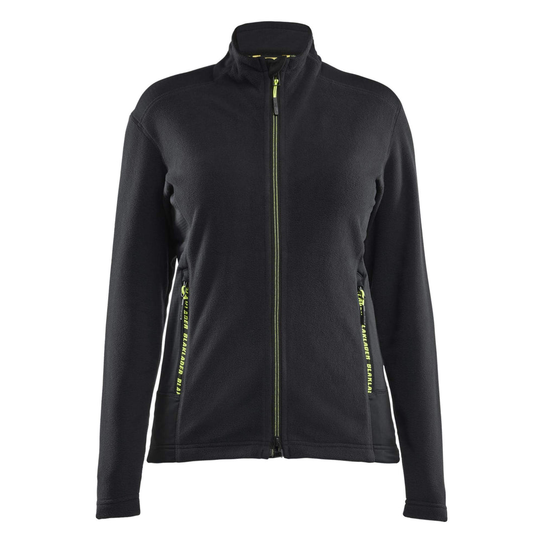 Blaklader 47661010 Ladies Zip Microfleece Jacket Black/Hi-Vis Yellow Main #colour_black-hi-vis-yellow