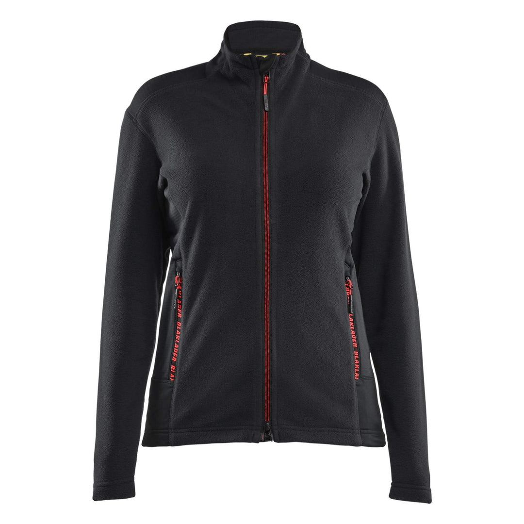 Blaklader 47661010 Ladies Zip Microfleece Jacket Black/Red Main #colour_black-red