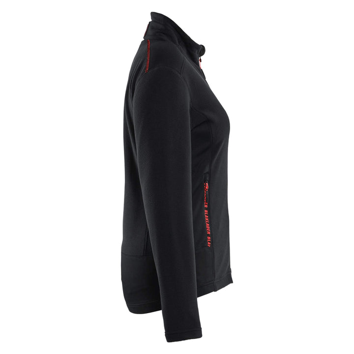 Blaklader 47661010 Ladies Zip Microfleece Jacket Black/Red Right #colour_black-red