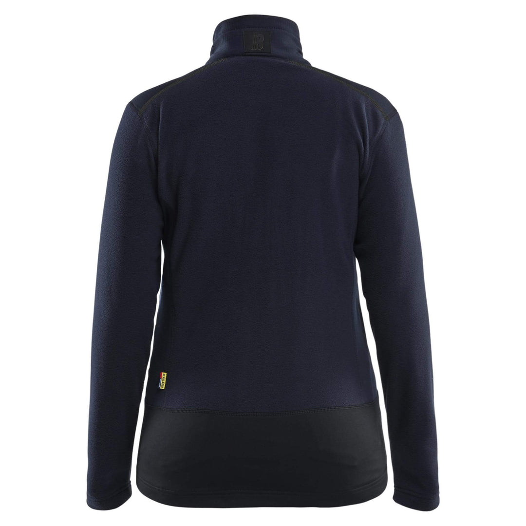 Blaklader 47661010 Ladies Zip Microfleece Jacket Dark Navy Blue/Black Rear #colour_dark-navy-blue-black