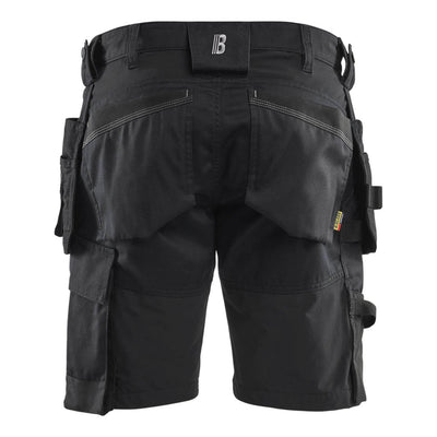 Blaklader 17521832 Lightweight Craftsman Stretch Shorts with Holster Pockets Black Rear #colour_black