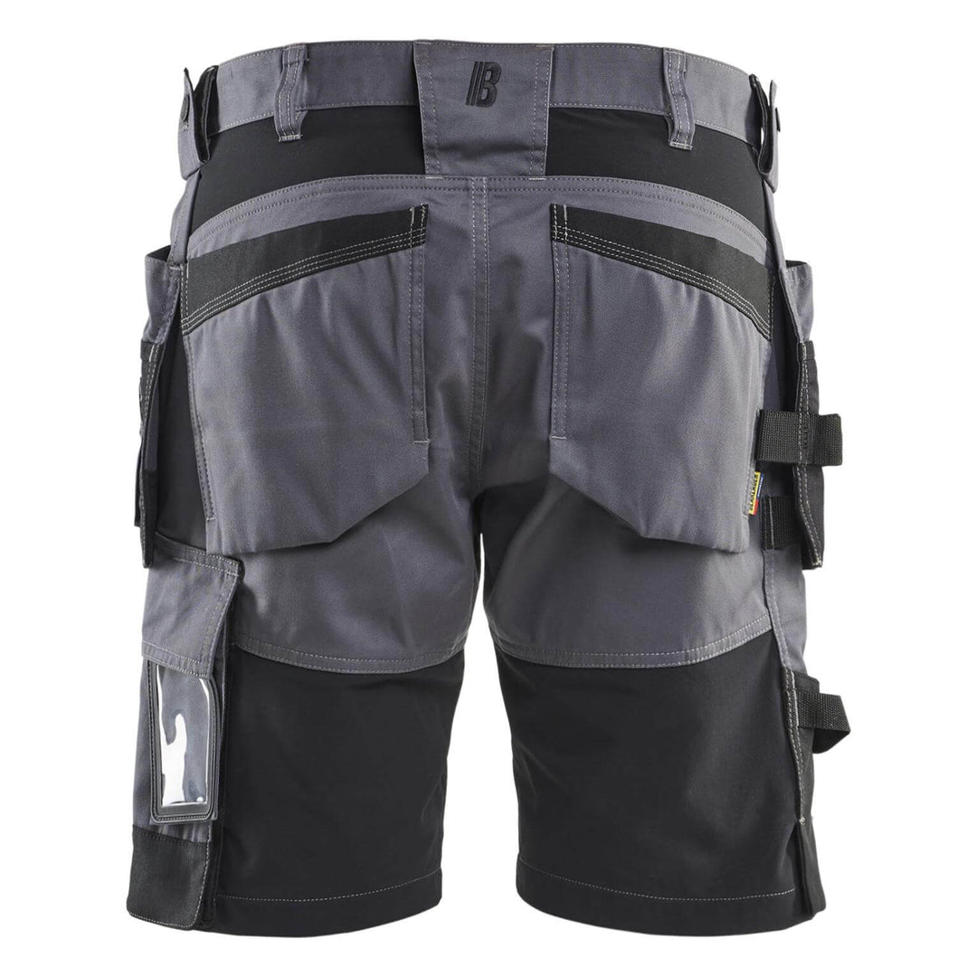 Blaklader 17521832 Lightweight Craftsman Stretch Shorts with Holster Pockets Mid Grey Rear 