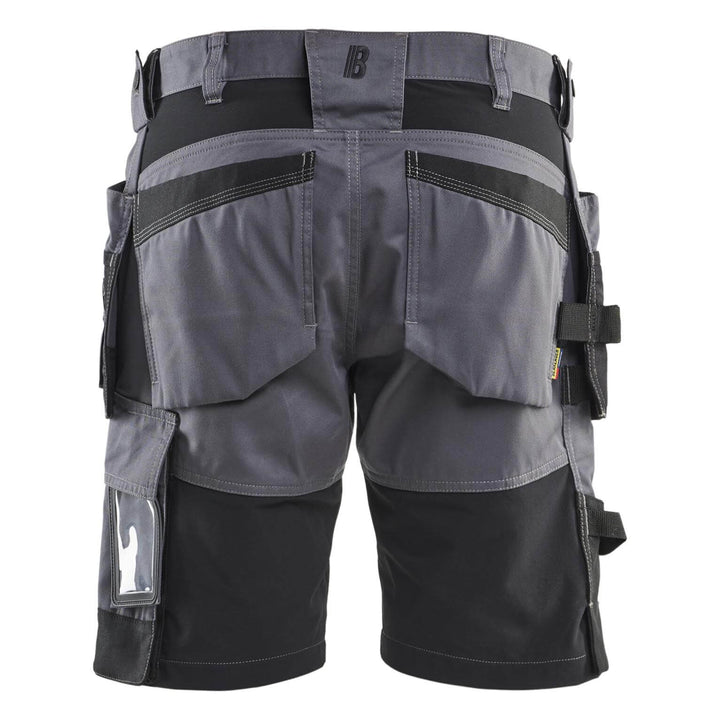 Blaklader 17521832 Lightweight Craftsman Stretch Shorts with Holster Pockets Mid Grey Rear 