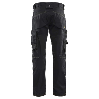 Blaklader 17511832 Lightweight Craftsman Stretch Trousers with Kneepad Pockets Black Rear #colour_black