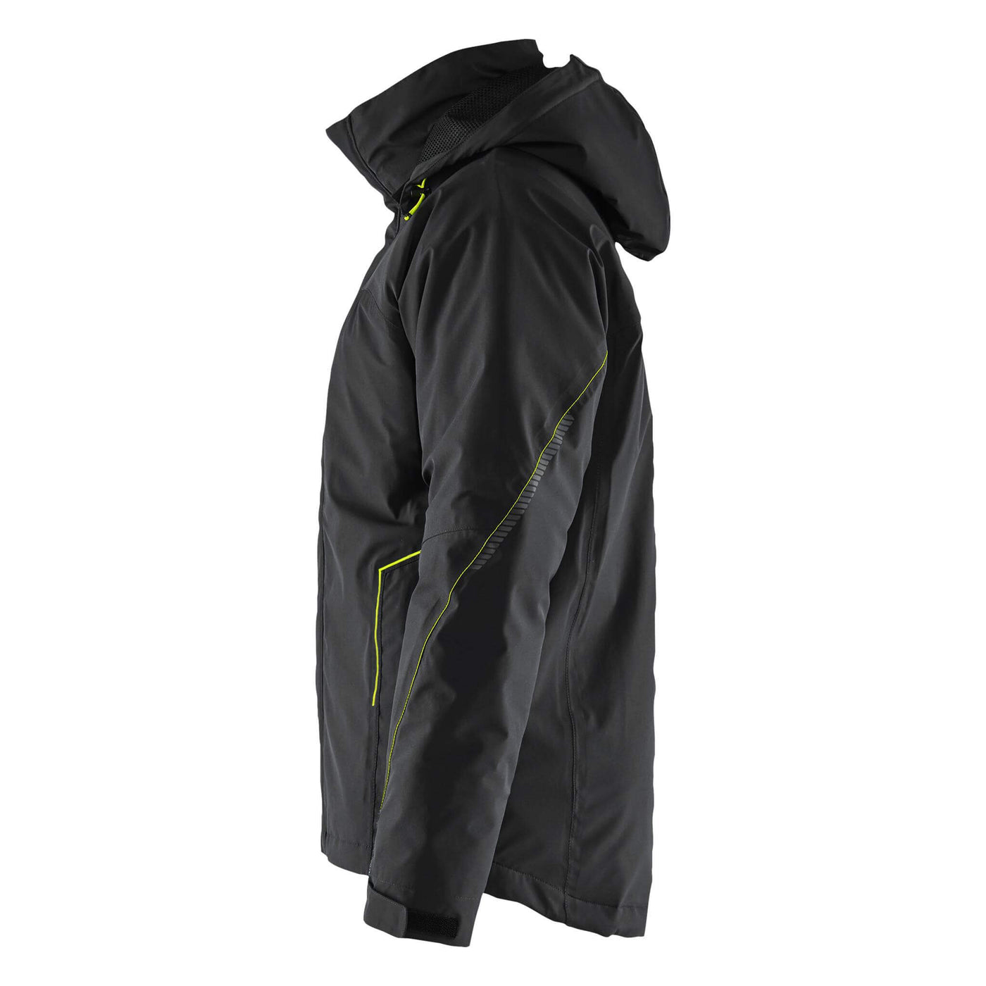 Blaklader 44841917 Lightweight Lined Stretch Winter Jacket Black/Hi-Vis Yellow Left #colour_black-hi-vis-yellow