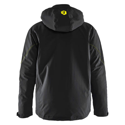 Blaklader 44841917 Lightweight Lined Stretch Winter Jacket Black/Hi-Vis Yellow Rear #colour_black-hi-vis-yellow