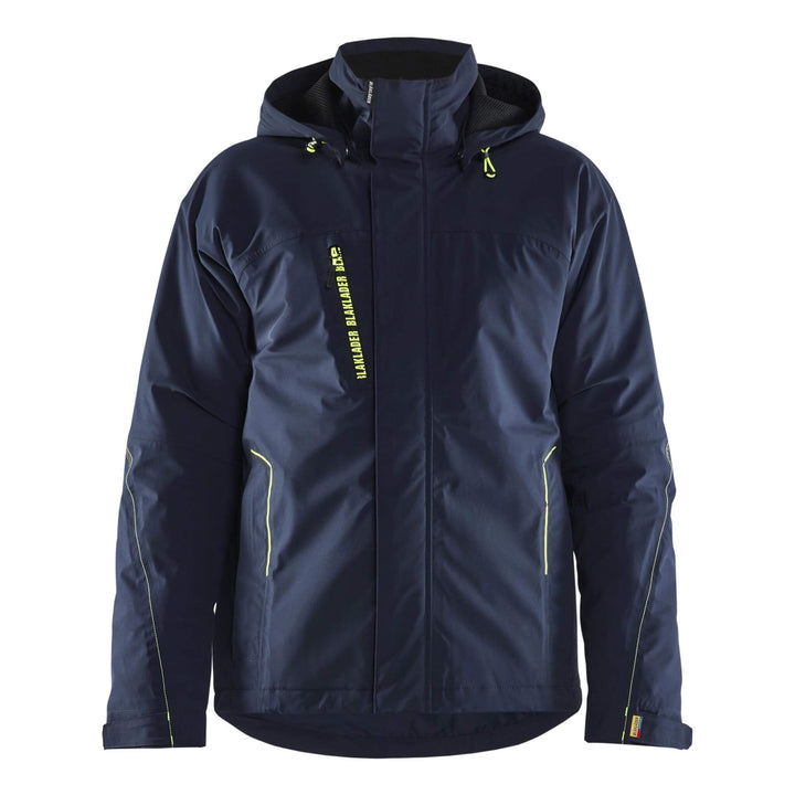 Blaklader 44841917 Lightweight Lined Stretch Winter Jacket Dark Navy Blue/Hi-Vis Yellow Main #colour_dark-navy-blue-hi-vis-yellow