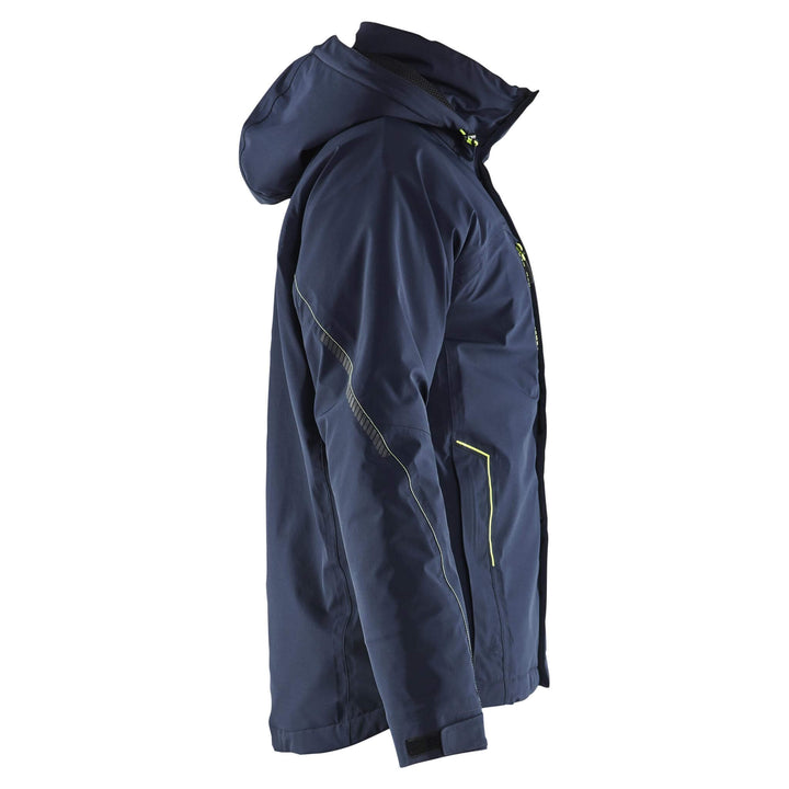 Blaklader 44841917 Lightweight Lined Stretch Winter Jacket Dark Navy Blue/Hi-Vis Yellow Right #colour_dark-navy-blue-hi-vis-yellow