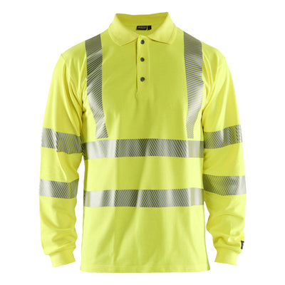 Blaklader 34391741 Long-Sleeved Multinorm Flame Resistant Hi Vis Polo Shirt Hi-Vis Yellow Main #colour_hi-vis-yellow